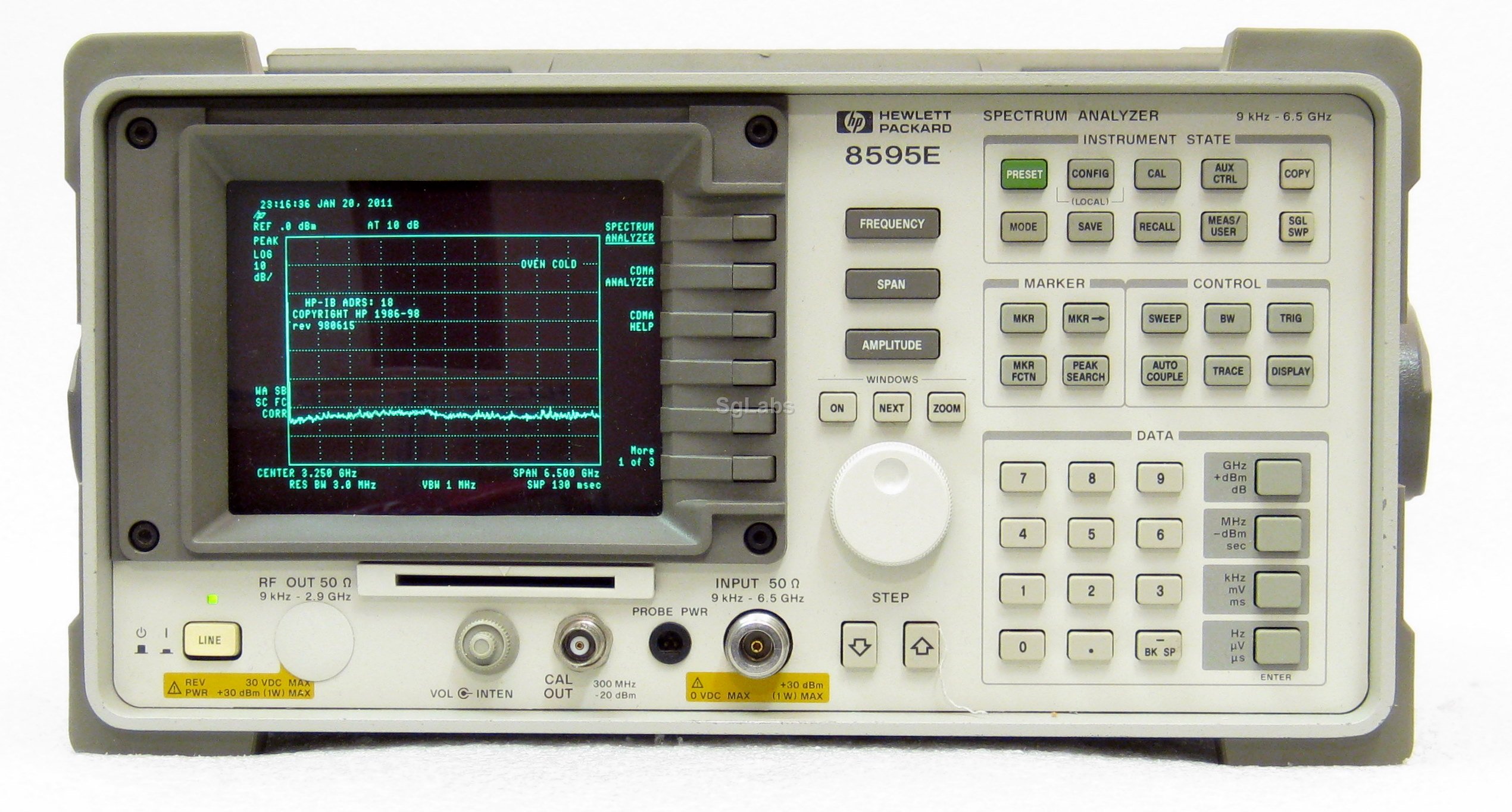 Keysight 8565E, 8565EC, 8591E, 8593E, 8593EM, 8596E, 8596EM spectrum analyzer