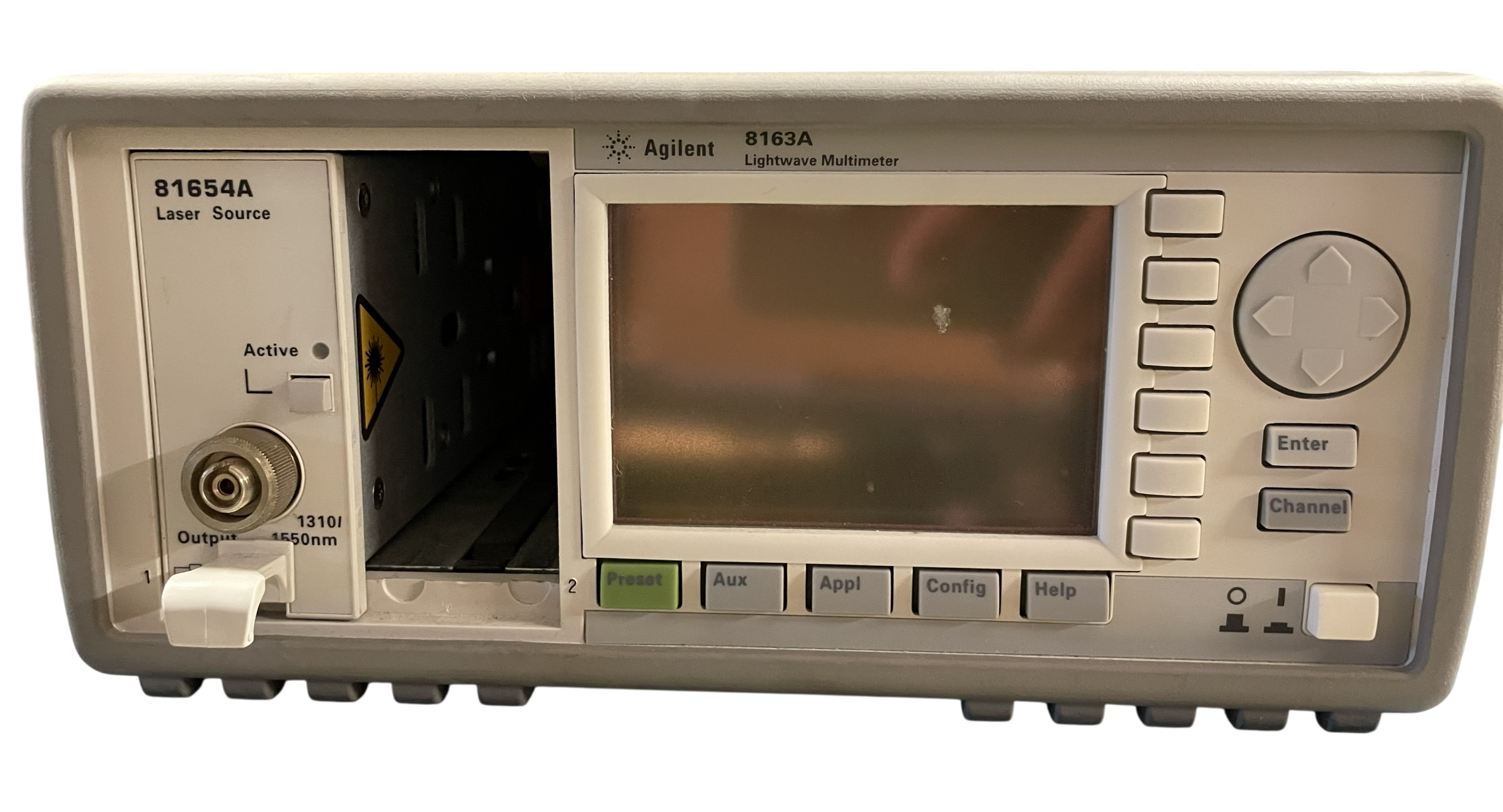 8163A 8163A Used Agilent 8163A Mainframe Multimeter + Agilent 81654A Light Source — Calibrated laser source. Mainframe updated to the latest software.
